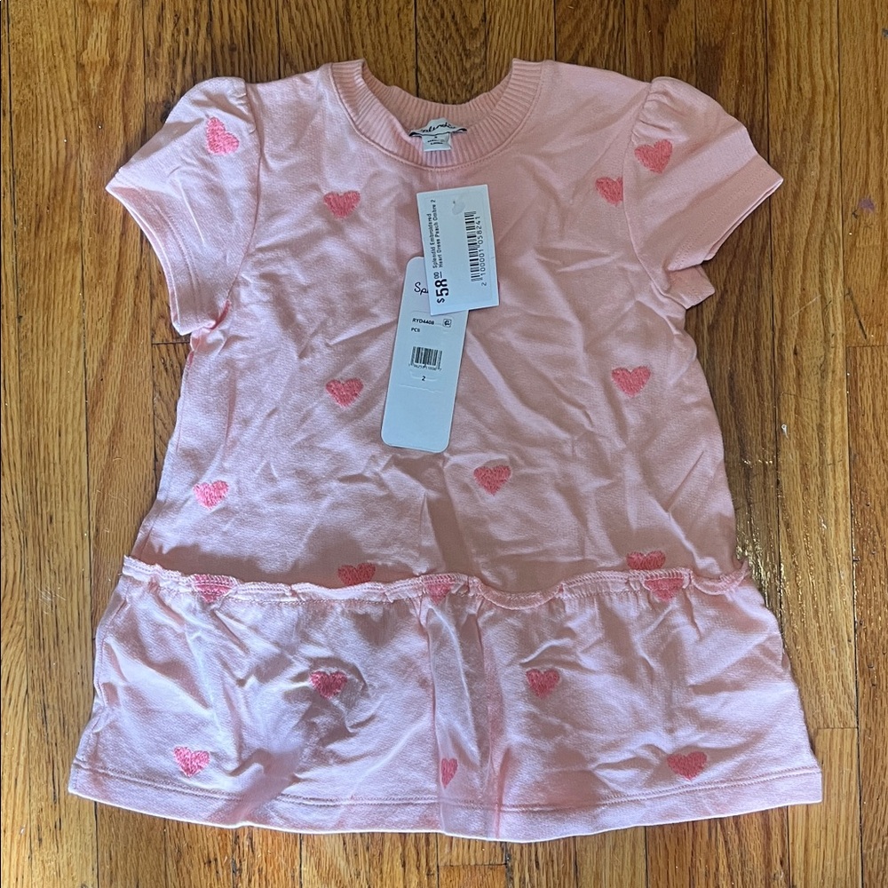Splendid Embroidered Pink/Peach Heart Casual Kids Dress